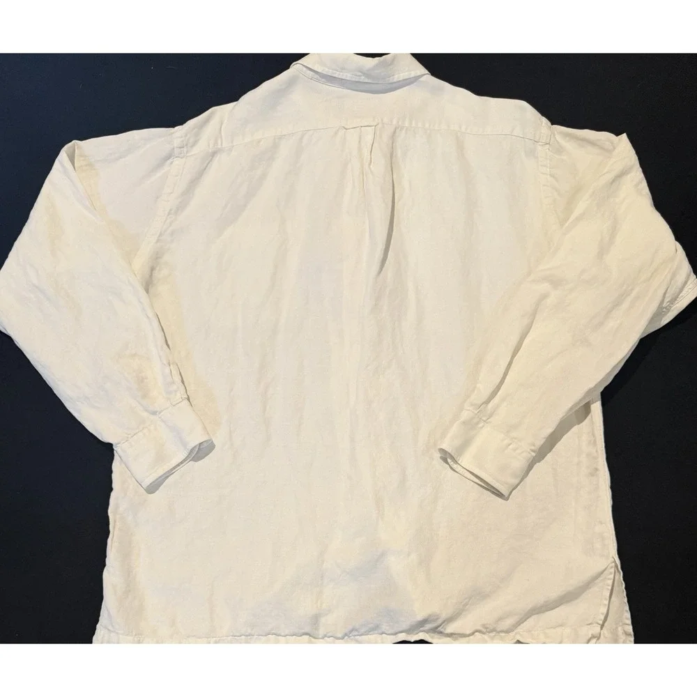 Polo Ralph Lauren Silk Linen Blend Caldwell Loop Collar Long Sleeve Mens Large